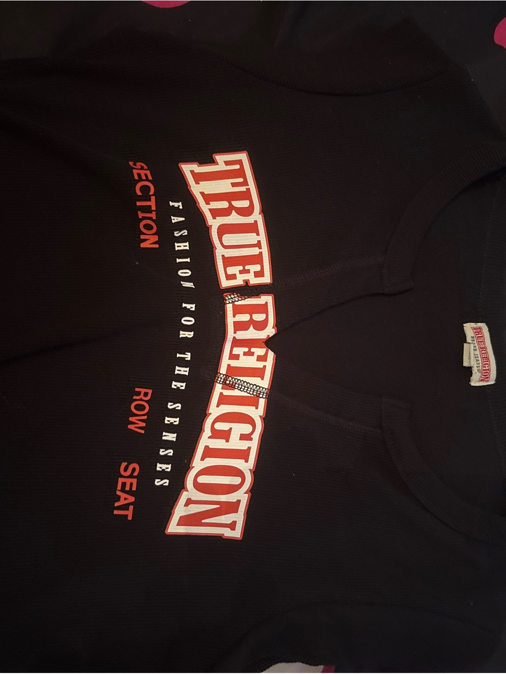 True Religion Black Tank with Red & White Logo